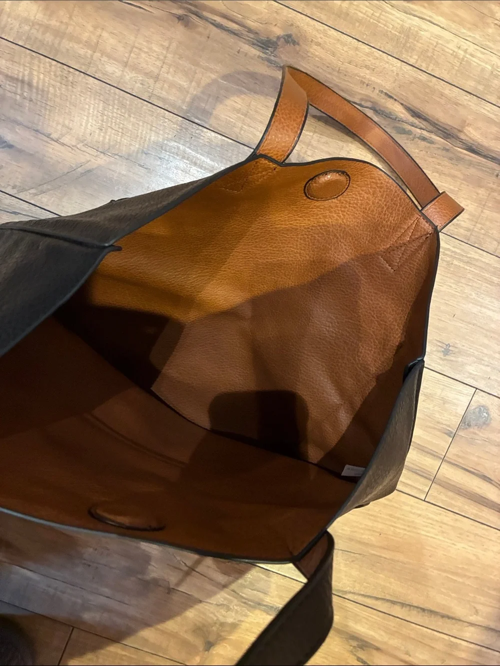 Classic Black Pleather Tote Bag with Front Pocket